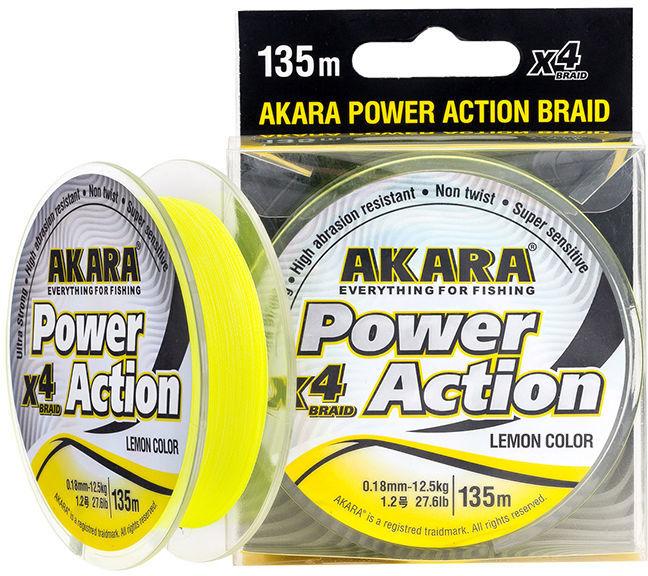 Шнур Akara Power Action X-4 135м 0.10мм (Yellow)