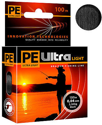 Леска плетеная Aqua PE Ultra Light Black 100 м 0.04 мм (черная)