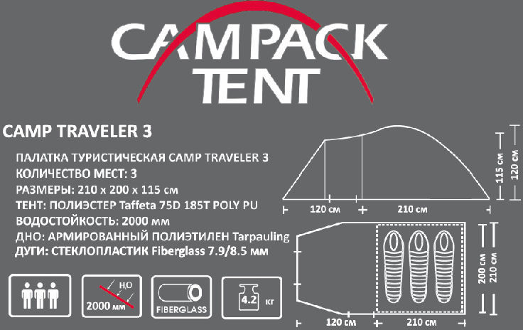 Палатка туристическая Campack Tent Camp Traveler 3