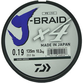 Леска плетеная DAIWA J-Braid X4 0,19мм 135 (зеленая)