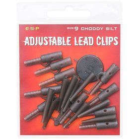 Клипсы для грузил с конусом и стопором E-S-P Adjustable Lead Clips - 10шт., Цвет: Choddy Silt