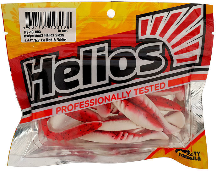 Виброхвост Helios Slash 2.64 (6.7см) Red n White (упаковка - 10шт)