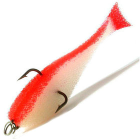 Поролоновая рыбка Контакт Крючок-тройник (8 см) бело-красный (упак. - 10 шт)
