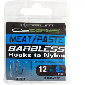 Готовый поводок Korum Barbless Hooks To Nylon - Meat/Paste (Фарш/Паста) №12