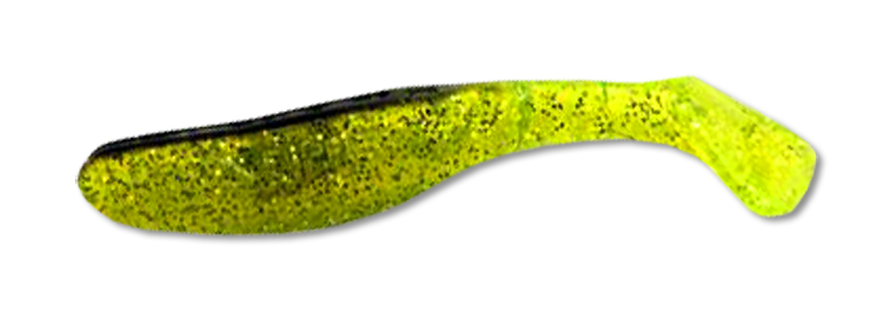 Виброхвост Manns Flipper 7см зеленый с серебряными блестками и черной спиной 20шт.