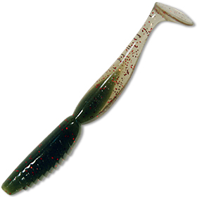 Твистер Megabass Spindle Worm Olive Red Flake