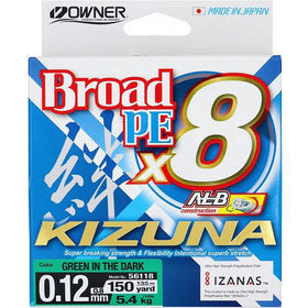Леска плетеная Owner Kizuna X8 Broad PE Green Dark 135м 0.29мм