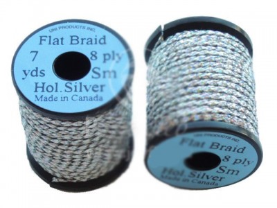 Люрекс плетен.UNI Flat Braid, 8 ply, Small,Holographic Silver