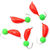 Мормышка безнасадочная Яман Банан красный 4мм (1г) шарик зеленый неон (5шт)