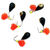 Мормышка вольф безнасад Яман Капля с отв с коронкой из латуни 3мм/0.5г подвеска икринка оранж (5шт)