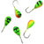 Мормышка вольфрамовая Яман Капля с отверстием №5 (1.7г) зеленый/оранжевый (5шт)