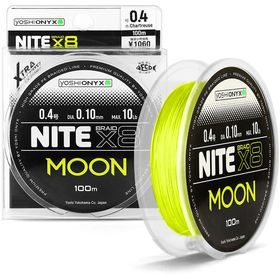 Леска плетеная Yoshi Onyx Nite Moon х8 Chartreuse #0.4 100м 0.10мм